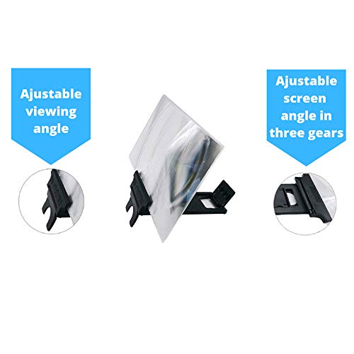 3D | HD | Screen Amplifier Enlarger | Phone Magnifier | Universal Mobile Projector for Movies Videos and Gaming | Magnifying Cell | Foldable Stand | Supports iPhone / Android