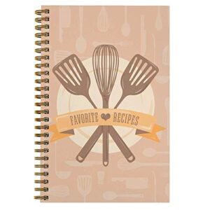softcover classic recipes 5.5" x 8.5" spiral recipe notebook/journal, 120 recipe pages, durable gloss laminated cover, gold wire-o spiral. made in the usa
