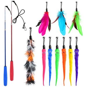 SYEENIFY Cat Toys Kitten Toys Assortments,Cat Feather Toys,Cat Wand Toy,Cat Toys for Indoor Cats