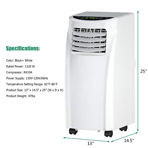 Toolsempire 8000BTU Portable Air Conditioner Cools Up to 230 Sq,Freestanding AC Cooling Unit Compact Room Cooler with Dehumidifier&Fan,Remote Control,Included Window Mount Kit