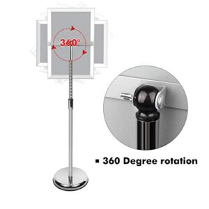 DISPLAYSWORKER Adjustable Poster Sign Stand,Floor-Standing Sign Holder with Heavy Duty Pedestal,Aluminum Snap-Open Frame for 8.5 x 11 Inch, Silver (8.5 x 11)