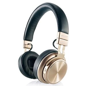 5 core premium bluetooth wireless 5.0 usb over-ear foldable headphones with microphone deep bass stereo headset with soft memory-protein earmuffs gaming headphone 13g golden