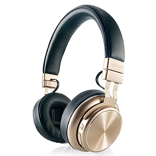 5 CORE Premium Bluetooth Wireless 5.0 USB Over-Ear Foldable Headphones with Microphone Deep Bass Stereo Headset with Soft Memory-Protein Earmuffs Gaming Headphone 13G Golden