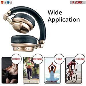 5 CORE Premium Bluetooth Wireless 5.0 USB Over-Ear Foldable Headphones with Microphone Deep Bass Stereo Headset with Soft Memory-Protein Earmuffs Gaming Headphone 13G Golden