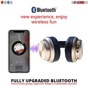 5 CORE Premium Bluetooth Wireless 5.0 USB Over-Ear Foldable Headphones with Microphone Deep Bass Stereo Headset with Soft Memory-Protein Earmuffs Gaming Headphone 13G Golden