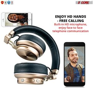 5 CORE Premium Bluetooth Wireless 5.0 USB Over-Ear Foldable Headphones with Microphone Deep Bass Stereo Headset with Soft Memory-Protein Earmuffs Gaming Headphone 13G Golden