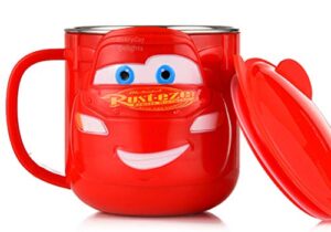 everyday delights lightning mcqueen red stainless steel insulated 3d cup with lid, 250ml