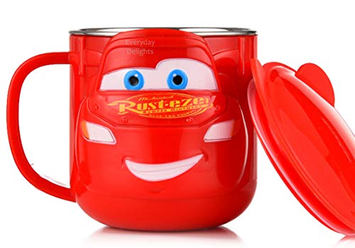 Everyday Delights Lightning McQueen Red Stainless Steel Insulated 3D Cup with Lid, 250ml