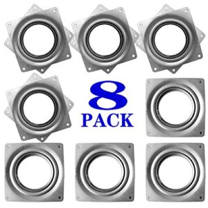 8pack lazy susan hardware, 4inch square rotating bearing plate, 300lbs capacity lazy susan turntable bearing for for serving trays, kitchen storage racks, craft table, zinc plated steel swivel plate