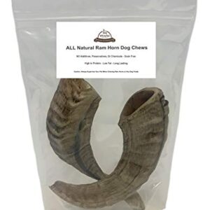 WhiteTail Naturals - Lamb Horns for Dogs (2 Pack) Long Lasting Dog Chews - Grain Free Chew Bone - Natural Sheep Horn Treat - Tough Chew Toy for Medium Breeds and Teething Puppies.