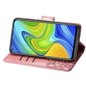 Asdsinfor Compatible with Xiaomi Redmi Note 9 Case Stylish Wallet Case Credit Cards Slot with Stand for PU Leather Shockproof Flip Magnetic Compatible with Xiaomi Redmi 10X Butterfly Rose Gold SD