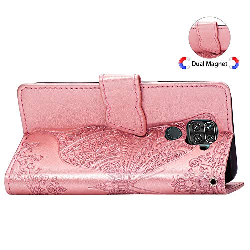 Asdsinfor Compatible with Xiaomi Redmi Note 9 Case Stylish Wallet Case Credit Cards Slot with Stand for PU Leather Shockproof Flip Magnetic Compatible with Xiaomi Redmi 10X Butterfly Rose Gold SD