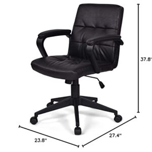 SIMPLIHOME Brewer Swivel Adjustable Executive Computer Office Chair in Distressed Black Faux Leather, for the Office and Study, Contemporary