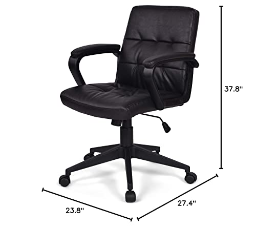 SIMPLIHOME Brewer Swivel Adjustable Executive Computer Office Chair in Distressed Black Faux Leather, for the Office and Study, Contemporary