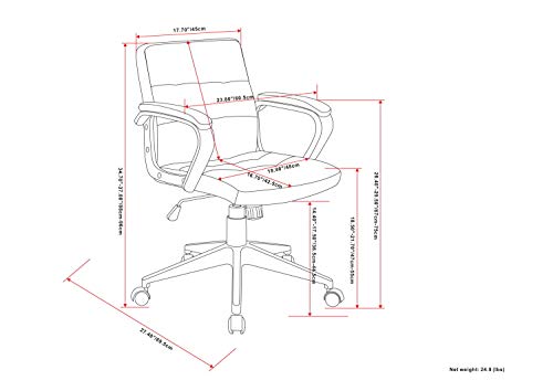 SIMPLIHOME Brewer Swivel Adjustable Executive Computer Office Chair in Distressed Black Faux Leather, for the Office and Study, Contemporary