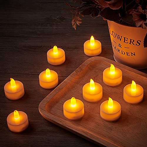Tea Lights 150 Hours Pack of 12 Realistic Flickering Bulb Battery Operated led Tea Lights Candles for Wedding,Halloween,Christmas,Valentine's Day Electric Tea Lights in Warm Yellow