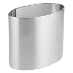 mdesign stainless steel metal oval trash can, small 2.09 gallon wastebasket, garbage basket bin for bathroom, bedroom, kitchen, or home office, holds waste and recycle, mirri collection, brushed