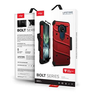 ZIZO Bolt Series for Nokia C5 Endi Case with Screen Protector Kickstand Holster Lanyard - Red & Black