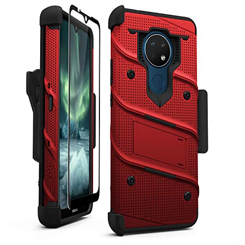 ZIZO Bolt Series for Nokia C5 Endi Case with Screen Protector Kickstand Holster Lanyard - Red & Black