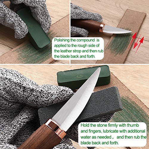 Wood Carving Tools Pack of 11- Includes Black Walnut Handle Wood Carving Knife,Whittling Knife,Hook Knife,Polishing Compound,Sharpening Stone,Cut Resistant Gloves,Wood Carving Kit for Beginners.