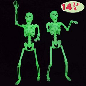 JOYIN 2 Pcs Glow in The Dark Skeleton for Halloween Decorations, Skeleton Prop, Indoor Spooky Scene Party Favors, Halloween Outdoor Yard Haunted House Prop Decoration