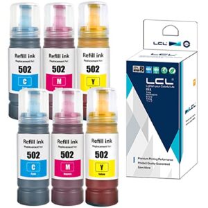lcl compatible refill ink bottle replacement for 502 t502 t502220 t502320 t502420 et-2700 et-2750 et-3700(6-pack,2c2m2y)