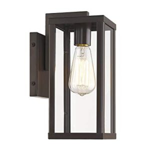 Odeums Outdoor Wall Lantern, Exterior Wall Mount Lights, Outdoor Wall Sconces, Wall Lighting Fixture in Oil Rubbed Finish with Clear Glass (Oil Rubbed Bronze-Wall Light, 2 Pack)