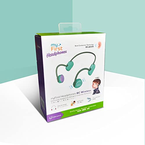 myFirst Bone Conduction Headphone Wireless - Open Ear Design Official Headphones with Bluetooth Wireless IPX6 Flexible Waterproof for Kids/Adults (Green)