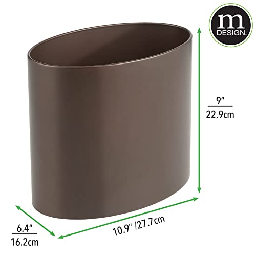 mDesign Stainless Steel Metal Oval Trash Can, Small 2.09 Gallon Wastebasket, Garbage Basket Bin for Bathroom, Bedroom, Kitchen, or Home Office, Holds Waste and Recycle, Mirri Collection, Bronze