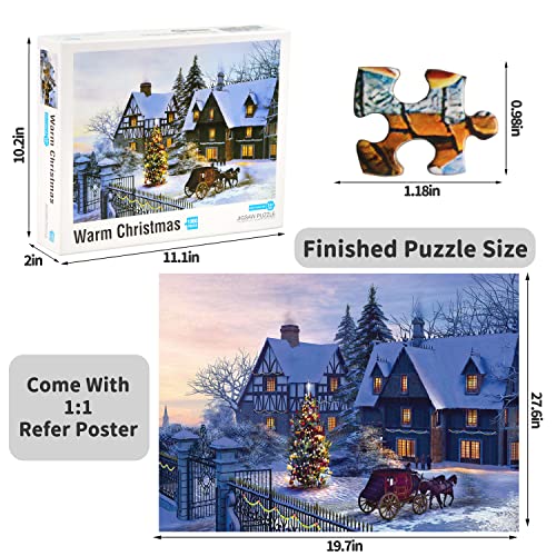 KWYZ 1000 Pieces Christmas Puzzle - Warm Christmas, Jigsaw Puzzles for Adults and Kids 1000 Piece Puzzle for Adults Home Decoration, Indoor Activity, for Elders Friends Children(27.56 in x 19.69 in)