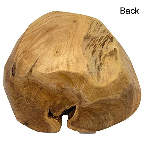 OUEEGER Wood Bowl(12"-14"), Handmade Natural Root Carved Bowl, Wood Crafts Bowl Serving for Fruit, Salad, Snack