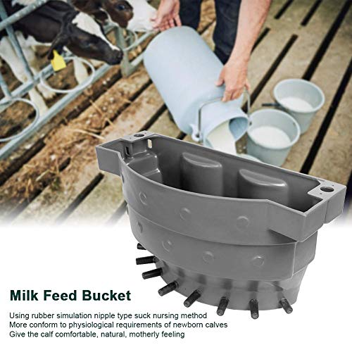 Milk Feed Buck, HL MP70C Plastic 38L High Capacity 8 Nipples Calf Milk Feed Bucket for Cattle Sheep Livestock for Cattle Sheep Livestock(38L) Bucket Organizers