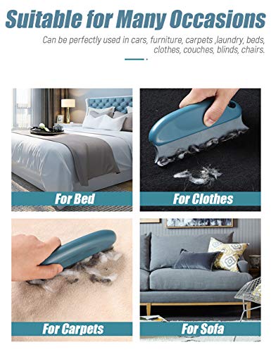 Meteou Pet Hair Cleaning Remover Brush | Pet Hair Detailer with Handle | Cat and Dog Hair Lint Remover Brush for Cars Furniture Carpet Sofa Clothes Beds Couches Blinds Chairs LtBlue