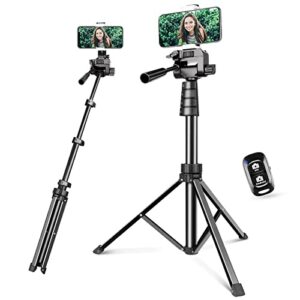 torjim 62" phone tripod, 𝗦𝘁𝘂𝗿𝗱𝘆 & 𝗣𝗼𝗿𝘁𝗮𝗯𝗹𝗲 iphone tripod stand with remote, compatible with iphone/android/sport camera perfect for video recording/live stream/vlogging/selfies