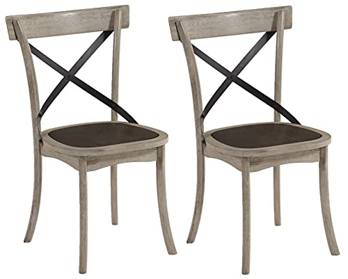 Progressive Furniture Winslet X-Back Dining Chair Set of 2, Gingerbread/White