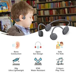 myFirst Bone Conduction Headphone Wireless - Open Ear Design Official Headphones with Bluetooth Wireless IPX6 Flexible Waterproof for Kids/Adults (Gray)