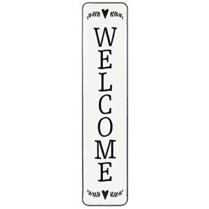 large vertical metal welcome sign for front door - waterproof welcome porch sign - freestanding farmhouse hanging decor 36.5" x 8" - rustic design for all seasons - perfect way to welcome friends and family