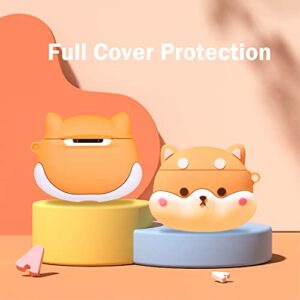 VooDirop Shiba Inu AirPods Pro Case with Keychain, Cute Animal Silicone Case Full Protective Shockproof AirPods Pro Cover with Hook , Design for Women Men Girls