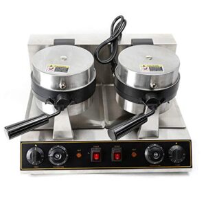 guang commercial waffle maker, 2600w double head stainless steel waffle rotating maker machine non-stick round waffle cake baker pan
