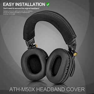TRANSTEK ATH M50X Headband Cover - Also Compatible with ATH M50, M40X, M40, Cloud 2, Cloud Pro, Cloud Alpha, G PRO X, HS50, HS60, HS70 Headphones (Black)