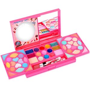 tomons kids makeup kit for girls princess real washable cosmetic pretend play toys with mirror - safety tested- non toxic