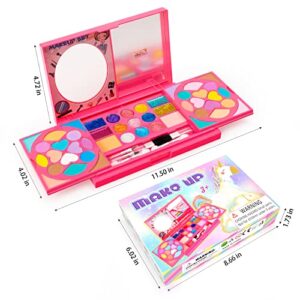Tomons Kids Makeup Kit for Girls Princess Real Washable Cosmetic Pretend Play Toys with Mirror - Safety Tested- Non Toxic