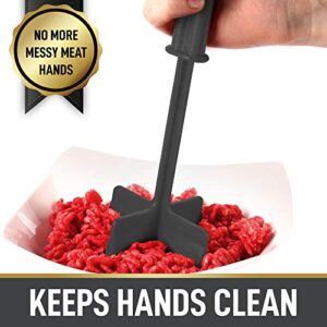 Simple Craft Meat Chopper - Premium Meat Masher, Ground Beef Masher, & Hamburger Chopper Utensil - Perfect For Turkey, Mashed Potato, Baking, Cooking & More (Black)