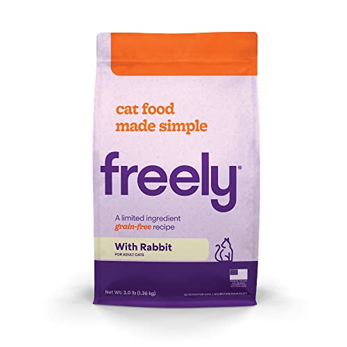 Freely Limited Ingredient Diet, Natural Cat Food Grain Free Dry Cat Food, Rabbit Recipe, 3lb bag