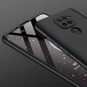 LEMAXELERS Redmi Note 9 Case Ultra Thin 3 in 1 360 Degree Full Body Case Premium Slim Shockproof Hard PC Plastic Anti-Scratch Bumper Cover for Xiaomi Redmi Note 9 / Redmi 10X 4G 3 in 1 Black AR