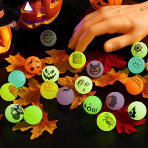 JOYIN 100 Halloween Theme, Glow in The Dark Bouncing Balls, 20 Designs for Halloween Party Supplies, Trick or Treating Goodies