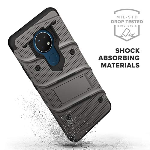 ZIZO Bolt Series for Nokia C5 Endi Case with Screen Protector Kickstand Holster Lanyard - Gun Metal Gray & Black