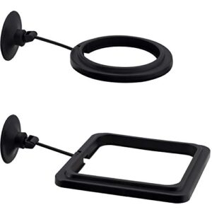 OIIKI 2 Pack Fish Feeding Ring, Aquarium Fish Floating Food Feeder, Square Shape with Suction Cup(Black)