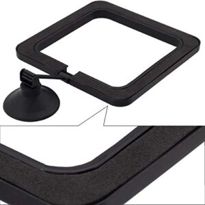 OIIKI 2 Pack Fish Feeding Ring, Aquarium Fish Floating Food Feeder, Square Shape with Suction Cup(Black)