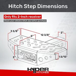 Hyper Hitches 12" Hitch Step Model # HS-12 | Hitch Step | Truck Hitch Step 100% Made in The USA | Rear Bumper Guard Protector | with Built in Stabilizer (2" Receiver)